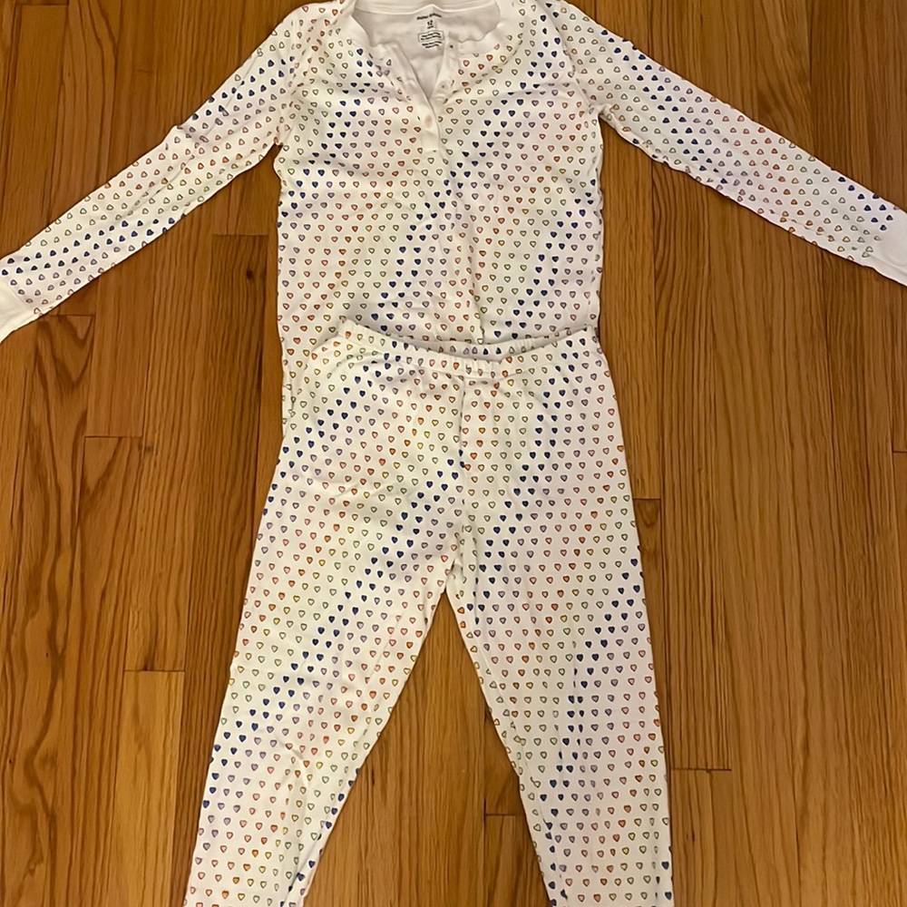 roller rabbit rainbow hearts pajama set (kids size 12)